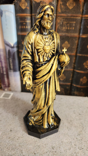 Estatuilla Jesús Sagrado Corazón En Impresión 3d Dorado Oscuro