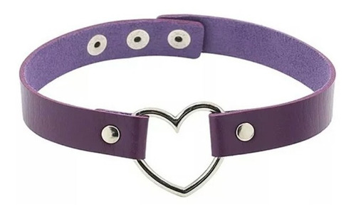 Gargantilha Chocker Ring Coração Roxo
