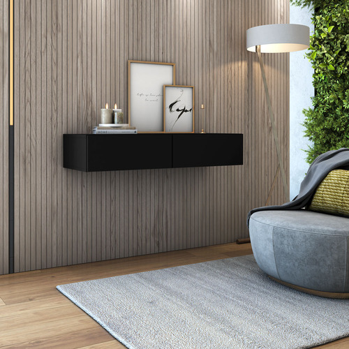 Aparador Quarto Tv Suspenso Com Duas Gavetas Rack Moderno