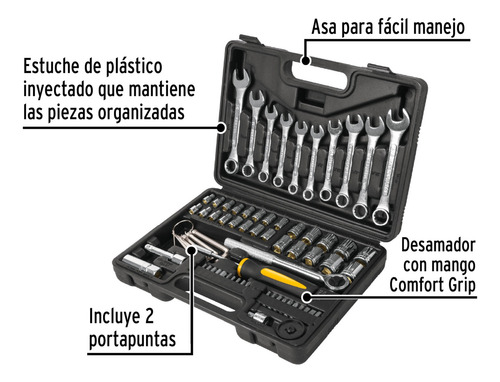 Juego De 70 Herramientas 1/4 Y 3/8 Para Mecánico, Con Male