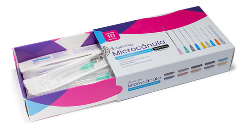 Kit Com 10 Micro Cânulas Dermia P/ Preenchimento 22g X 50mm