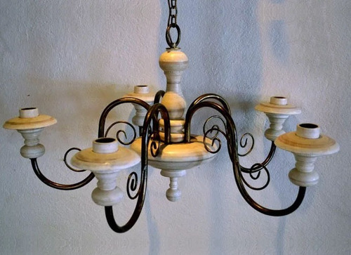 Imagem 1 de 6 de Lustre Torneado 5 Lâmpadas (cód.: L-46)