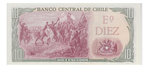 Imagen 2 de 4 de Billete 10 Escudos Chile 1962-1975 Inostroza-barrios Unc