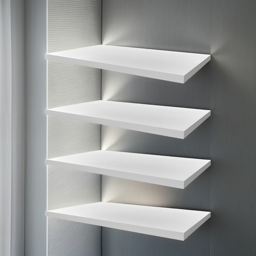 Kit 4 Prateleiras 160x25 Mdf Branco + Suporte Invisível