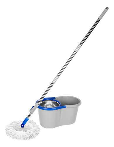 Mop Giratório 360°c/ Balde E Cesto Em Metal Com Alça Limpeza