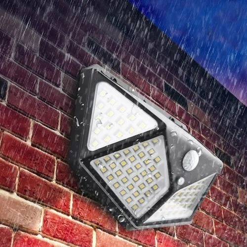 Imagen 5 de 6 de Lampara Exterior Foco Solar 100 Led Sensor De Movimiento