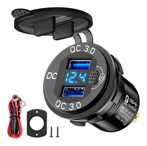 Upgraded Quick Charge 3.0 Dual Usb Socket, 12v/24v Usb Outle