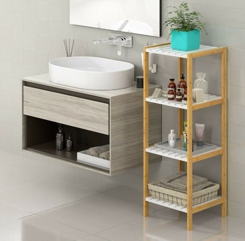 Organizador Estantería Bambú Repisa 4 Estantes Baño Cocina