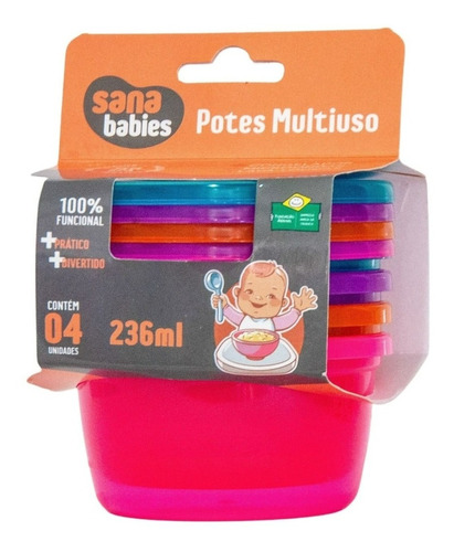 4 Potes 236ml Papinha Alimentos Bpa Free Sana Babies Menina