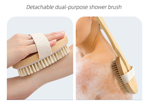 Cepillo De Ducha Desmontable, Cepillo De Baño De Madera Con
