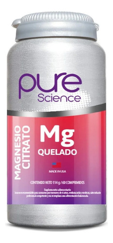 Citrato De Magnesio Pure Science 400 Mg 60 Comprimidos Sin Sabor