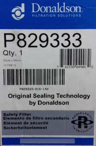 Filtro Elemento Aire Donaldson P829333 En Caja Cat 110-6331