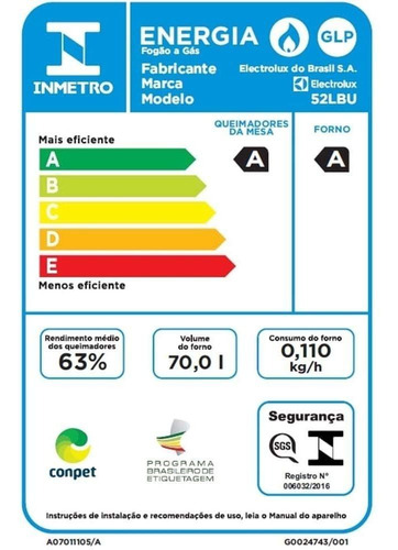 Fogão Electrolux 4b 52lbu Bco Bivolt