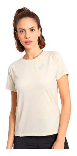 Remera Asics Running Mujer Lateral Crudo Cli