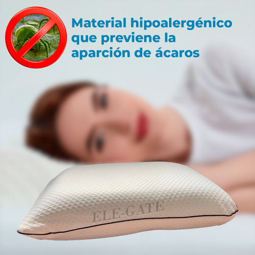 Almohada Ortopédica Ele-Gate de Espuma Viscoelástica Memory Foam Posición Correcta Al Dormir Color Blanco Ergonómico y Cómodo