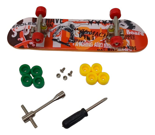 Pista De Skate Con Patineta Y Accesorios Color Rojo Modelo F