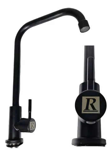 Grifo Canilla Mesada Negro Pico En U Ac. Inoxidable Rimontti Acabado Mate