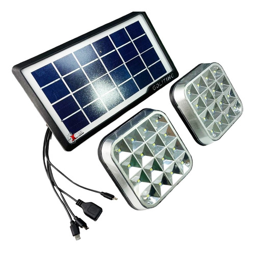 Kit Luz Solar 2 Lamparas Panel Carga Linterna Power Bank Foc