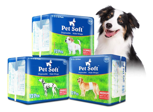 Pañal Perro O Gato Desechable Talla M X 12 Und Pet Soft 