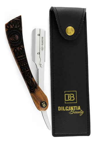 Navalhete Barba Profissional Navalha Inox Cabo Madeira Nobre