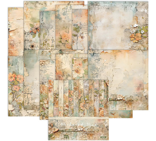 Bloc De Papel De Scrapbooking Floral Vintage De 6 Pulga...