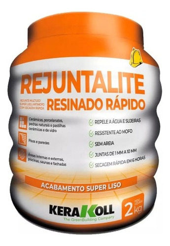 Rejunte Resinado Secagem Rápida Rejuntalite 2kg Kerakoll Cor Resinado Cinza Claro