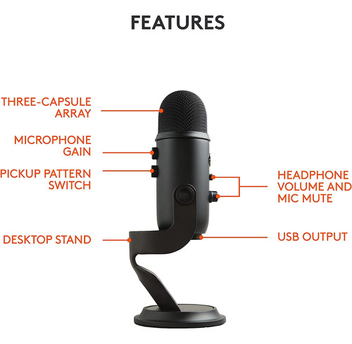 Micrófono Usb Blue Yeti Para Pc, Mac, Juegos, Grabación, ...