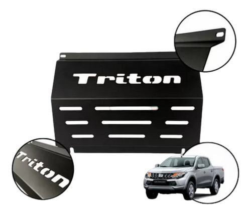Protetor Peito Aço Para Triton L200 2007 A 2020 Preto