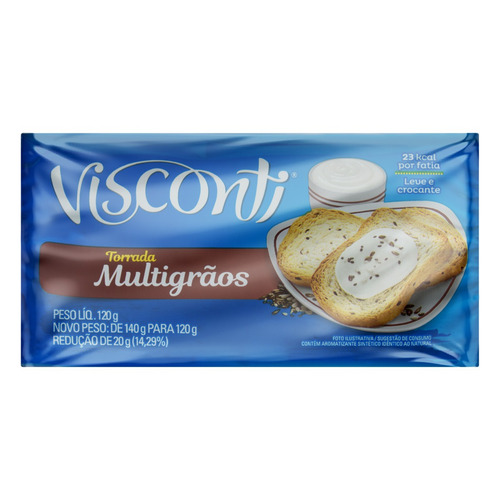 Imagem 1 de 1 de Torrada Multigrãos Visconti Pacote 120g