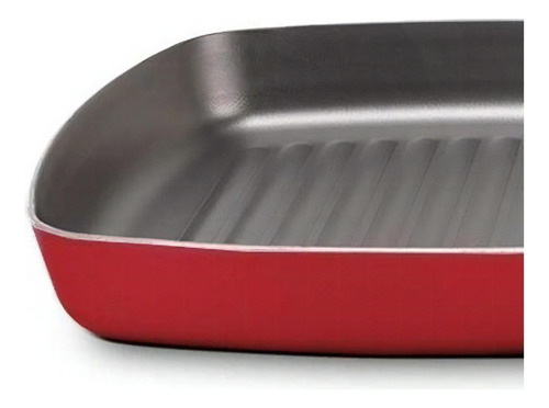 Frigideira Grill Em Alumínio Saffron Brinox 24 Cm Vermelha