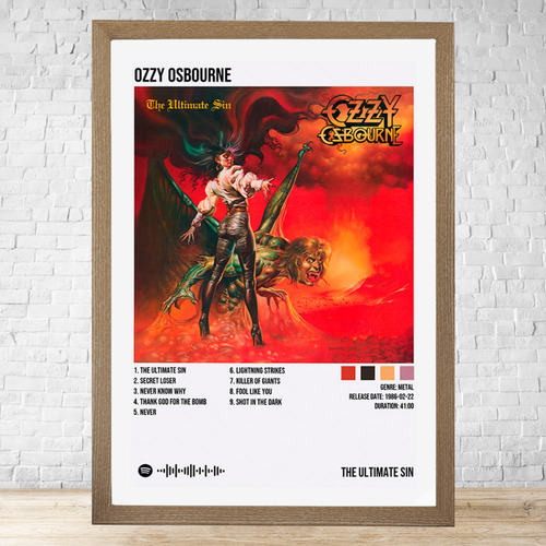 Cuadro Ozzy Osbourne The Ultimate Sin 30x40 Cm C735 Marrón Claro Moderno