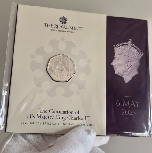 Moeda 2023 50 Pence Coroação Rei Charles Iii Encarte Lacrado