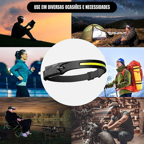 Linterna Frontal Led Recargable Con Sensor De Cinta Ajustabl