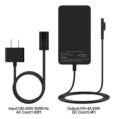 Cargador Microsoft Surface Pro 4/5/6/7/8/9/x 65w 15v 4a