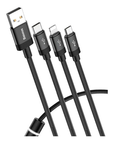 Cable 3 En 1 Carga Rapida Microusb Tipo C Lightning iPhone 