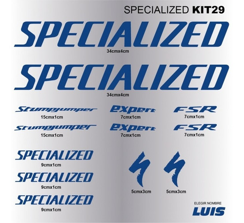 Specialized Kit29 Sticker Calcomania Para Cuadro De Bici