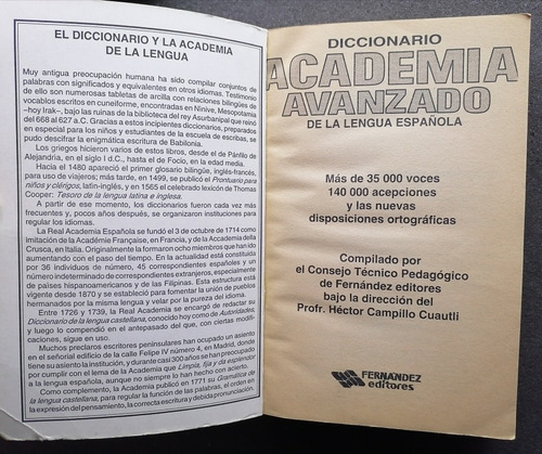 Diccionario Academia Avanzado Español, Sinónimos Y Antónimos (Usado)