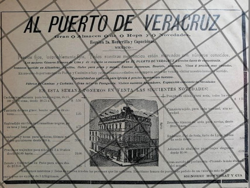 Cartel Antiguo Tienda Al Puerto De Veracruz 1894 1062