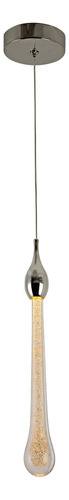 Lustre Pendente Led Gota Cromado Cristal Bolhas 30cm 3000k Estrutura Prateado 127/220v