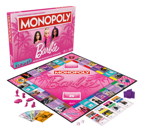 Juego De Mesa Monopoly Barbie- 6 Tokens De Color Rosa Barbie
