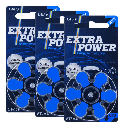 18 Pilhas 675 Extra Power Bateria Pr44 Aparelho Auditivo