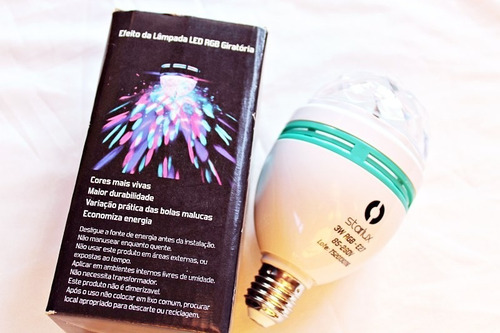 Imagem 7 de 8 de Kit 2 Lâmpadas Led Giratória Rgb Colorido Festa Em Oferta