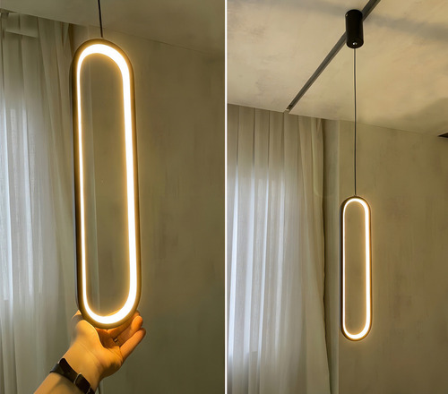 Colgante Led Moderno Ovalado Minimalista Con Cabecero Negro
