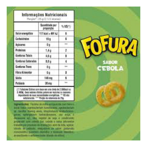 Salgadinho Fofura Cebola 60g Fardo C/10 Unidades