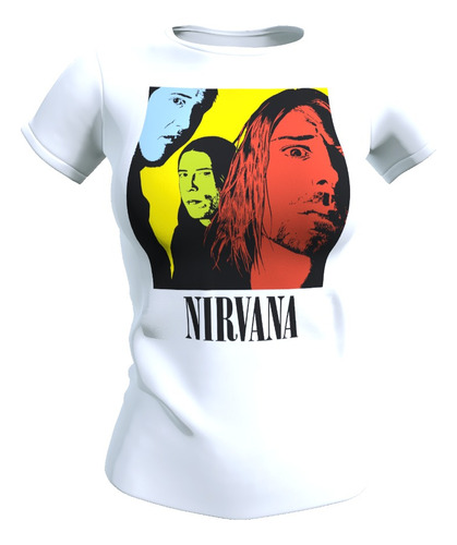 Polera Mujer Diseño Nirvana, 100% Algodón, Kurt Cobain