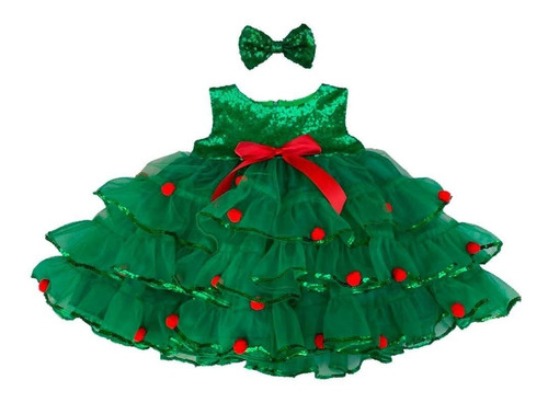 Vestido Verde De Arbolito De Navidad Bebé/niña | Meses sin intereses
