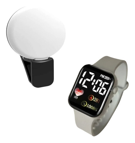 Set Reloj Digital Colores Aro Anillo De Luz Led Varios Colores Color Del Reloj
