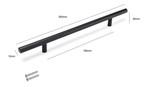 Imagem 4 de 6 de Puxador Móveis Haste Redonda Inox Preto 192mm - Qtd