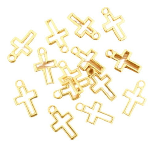 40 Cruces Doradas De Metal Dijes Bisutería Manualidades M105