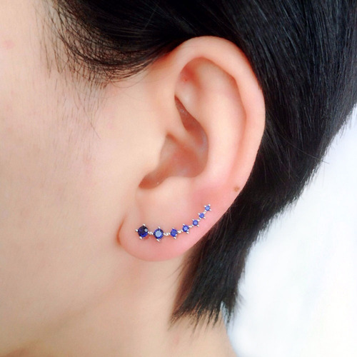 Imagen 3 de 6 de Aretes Escalonados De Plata 925 De Circonia, 4 Colores Mujer